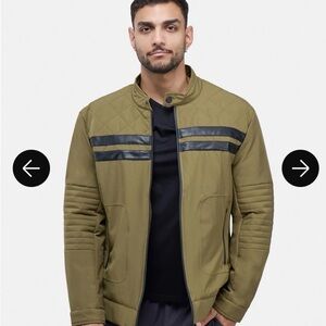 Men's Olive and Black Quilted Bomber Jacket
